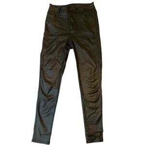 Vintage UK Punk Faux Leather High Rise Skinny Pant Size S 80s Punk Baddie Gothic